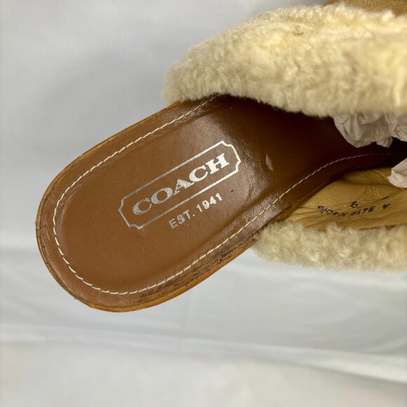 Coach Kacie Shearling Platform Mules | Tan Suede sz 7B Excellent condition - Picture 5 of 14